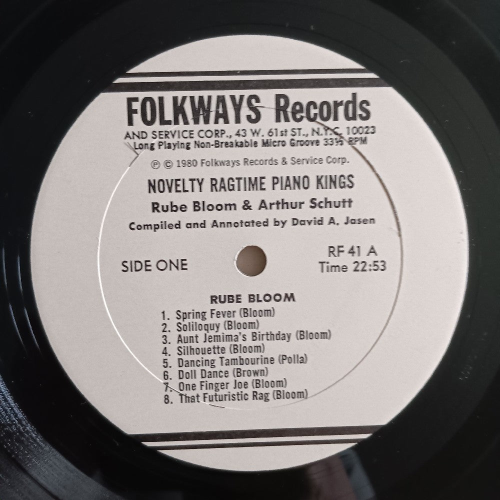 Rube Bloom & Arthur Schutt - Novelty Ragtime Piano Kings - 1980 - RBF41 - Used - VG++ - Vinyl