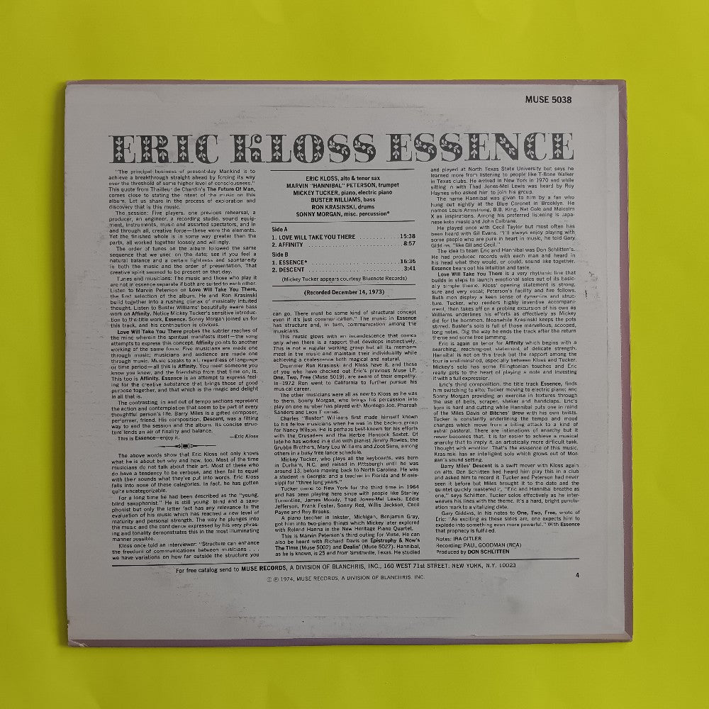 Eric Kloss - Essence PROMO - 1974 - MR 5038 - Used - VG++ - Vinyl
