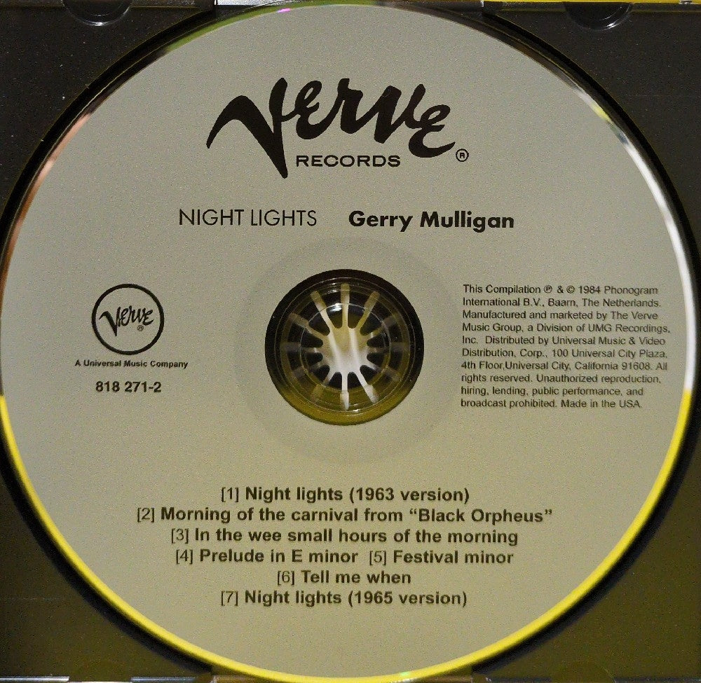 Gerry Mulligan - Night Lights - 818 271-2 - Used - EX - CDs - Reissue - Remastered
