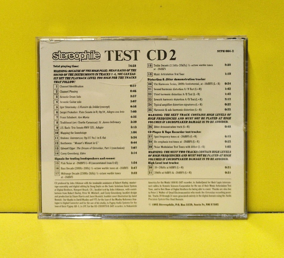 Various - Stereophile Test CD 2 - 1992 - STPH 004-2 - Used - EX - CDs - Limited Edition