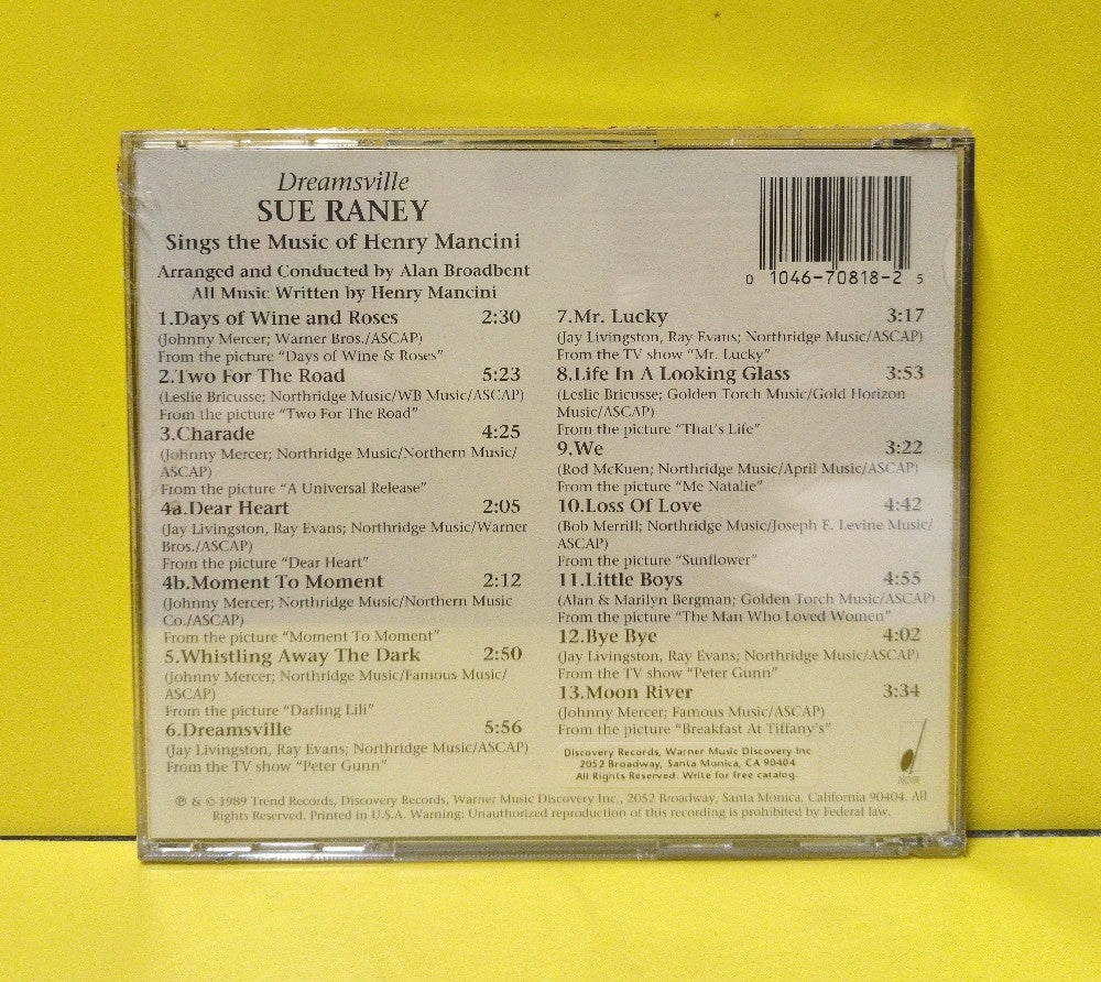 Sue Raney - Sue Raney Sings The Music Of Henry Mancini - "Dreamsville" - TRCD-557 - New - Sealed - CDs