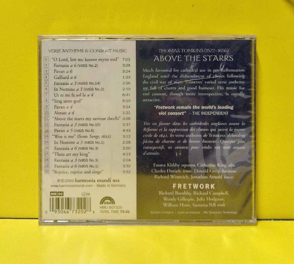 Thomas Tomkins • Fretwork - Above The Starrs - 2003 - HMU 907320 - New - Sealed - CDs