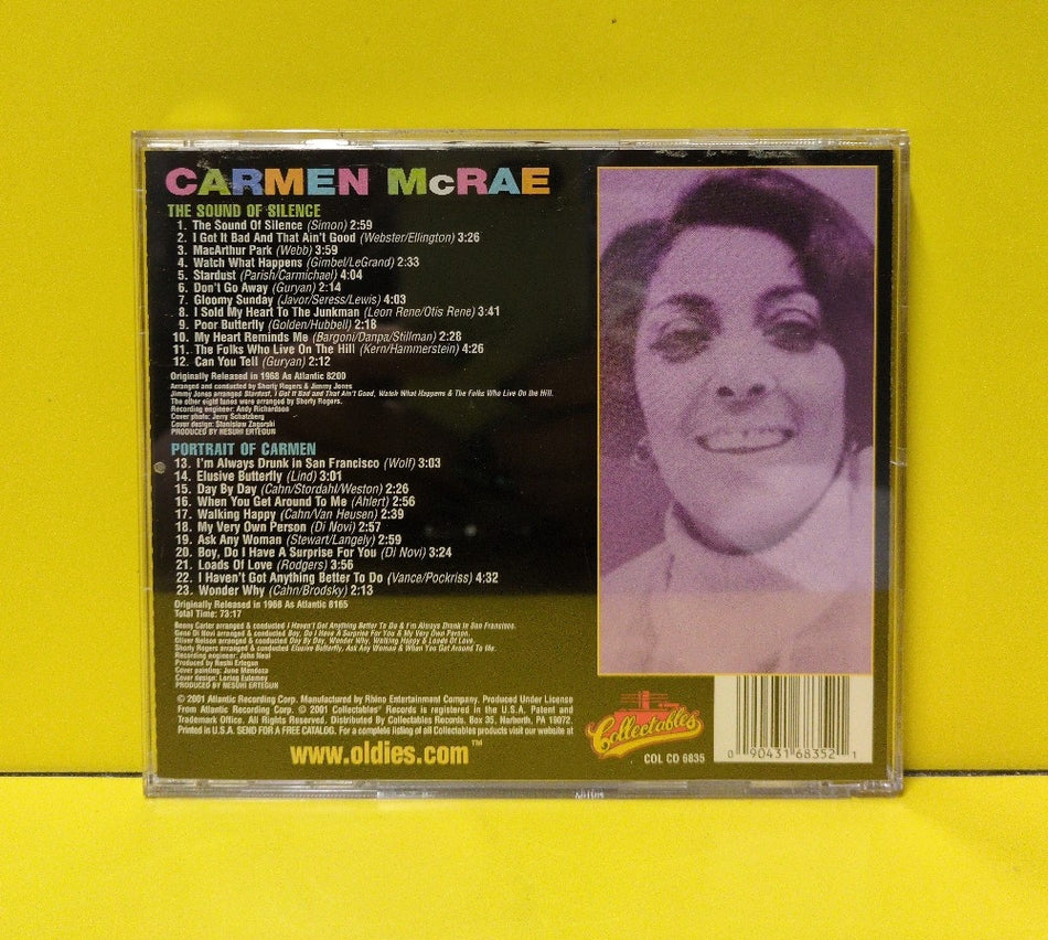 Carmen McRae - The Sound Of Silence / Portrait Of Carmen - 2001 - COL CD 6835 - Used - EX - CDs - Misprint