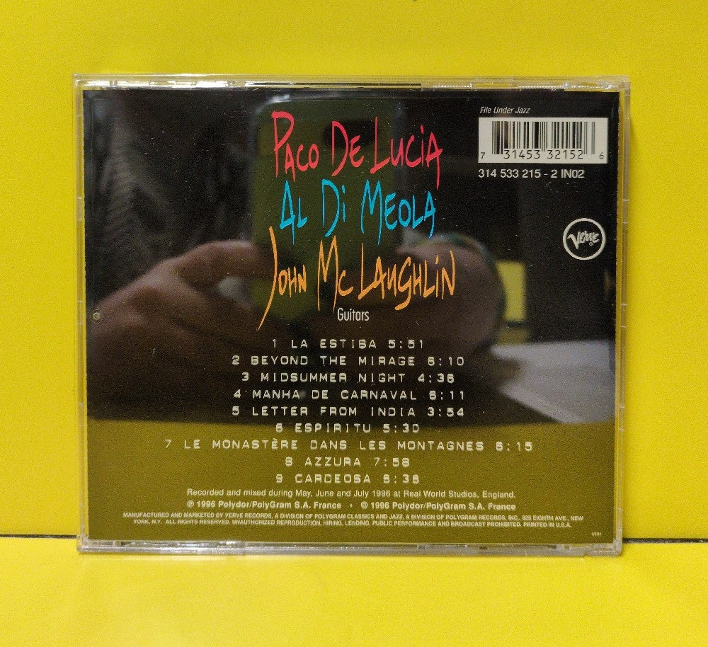 Paco De Lucía, Al Di Meola, John McLaughlin - The Guitar Trio - 1996 - 314 533 215-2 - Used - EX - CDs
