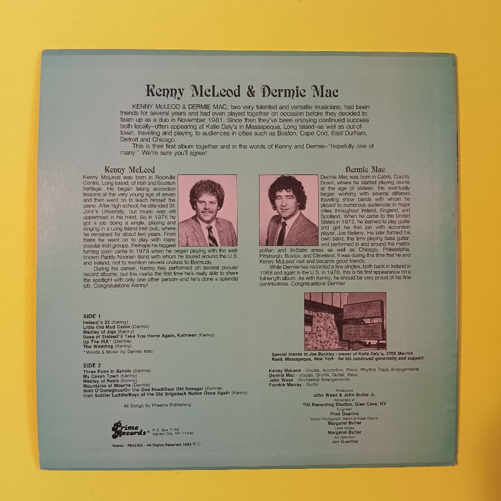 Kenny McLeod & Dermie Mac - Kenny & Dermie AUTOGRAPHED - 1983 - PR 42355 - Used - VG++ - Vinyl
