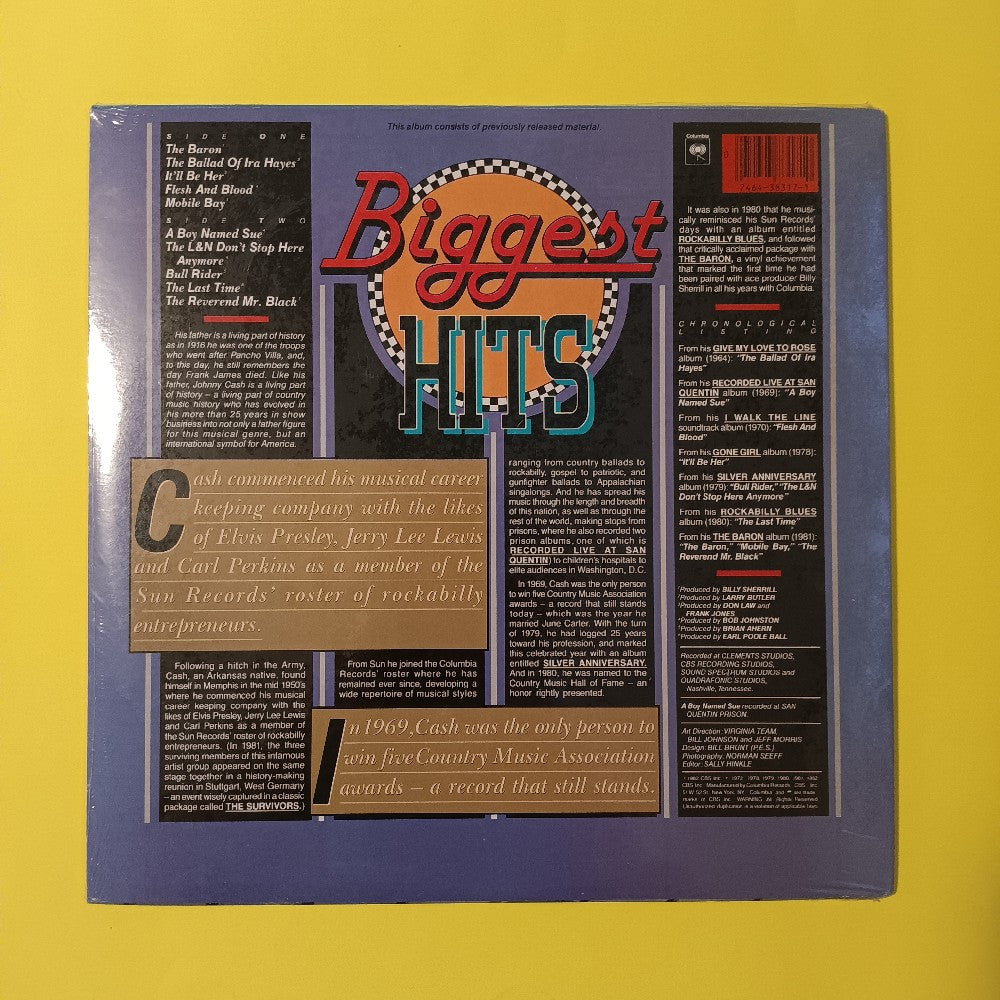 Johnny Cash - Biggest Hits - 1982 - FC 38317 - New - Sealed - Vinyl