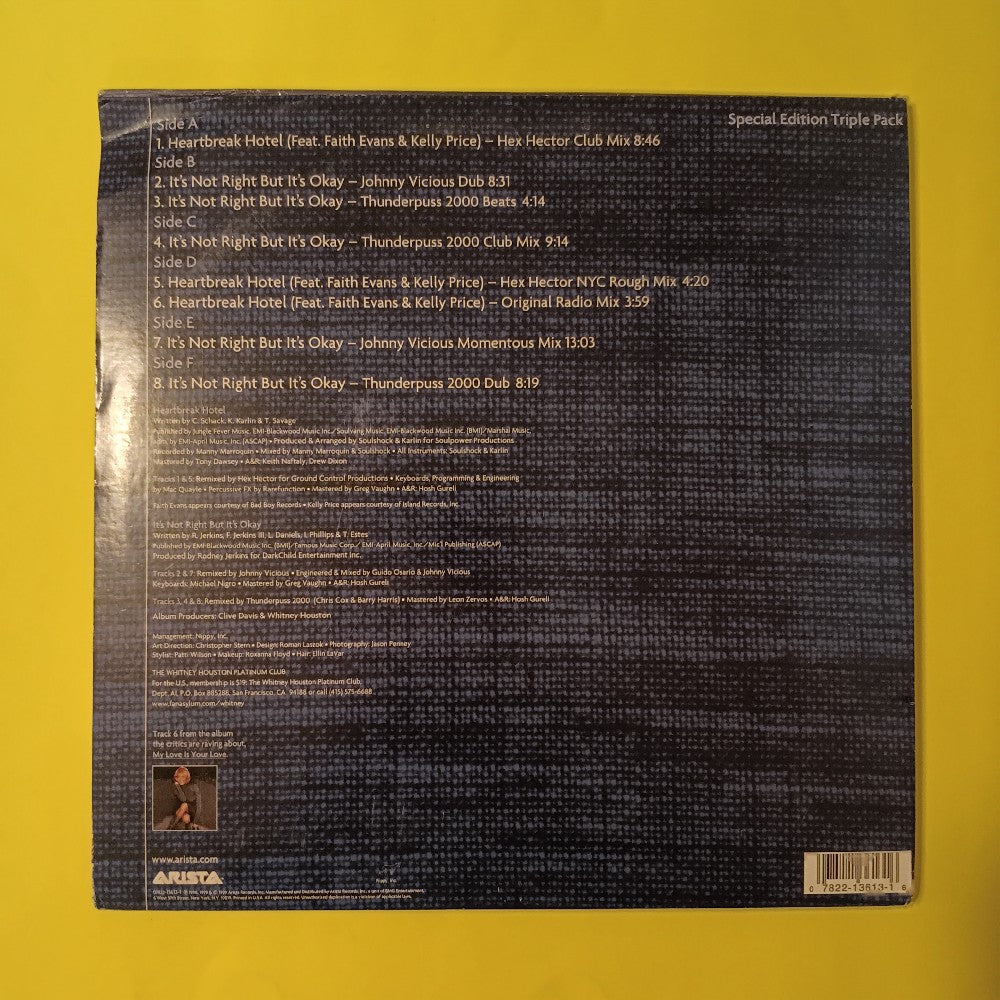 Whitney Houston Faith Evans Kelly Price - Heartbreak Hotel 3x 12" - 1999 - 07822-13613-1 - Used - VG++ - Vinyl