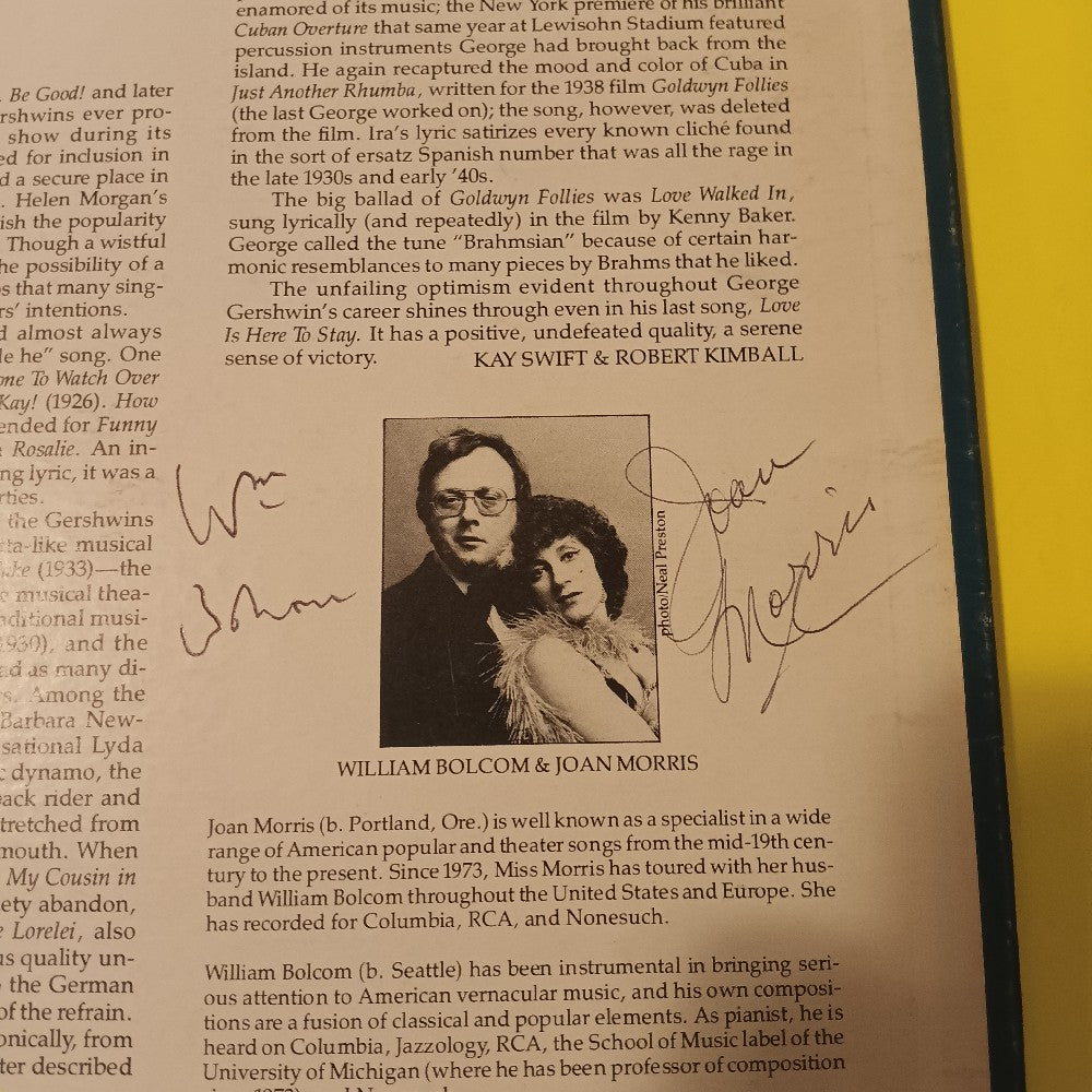 Joan Morris & William Bolcom SIGNED - Songs By Ira & George Gershwin - 1978 - H-71358 - Used - EX - Vinyl