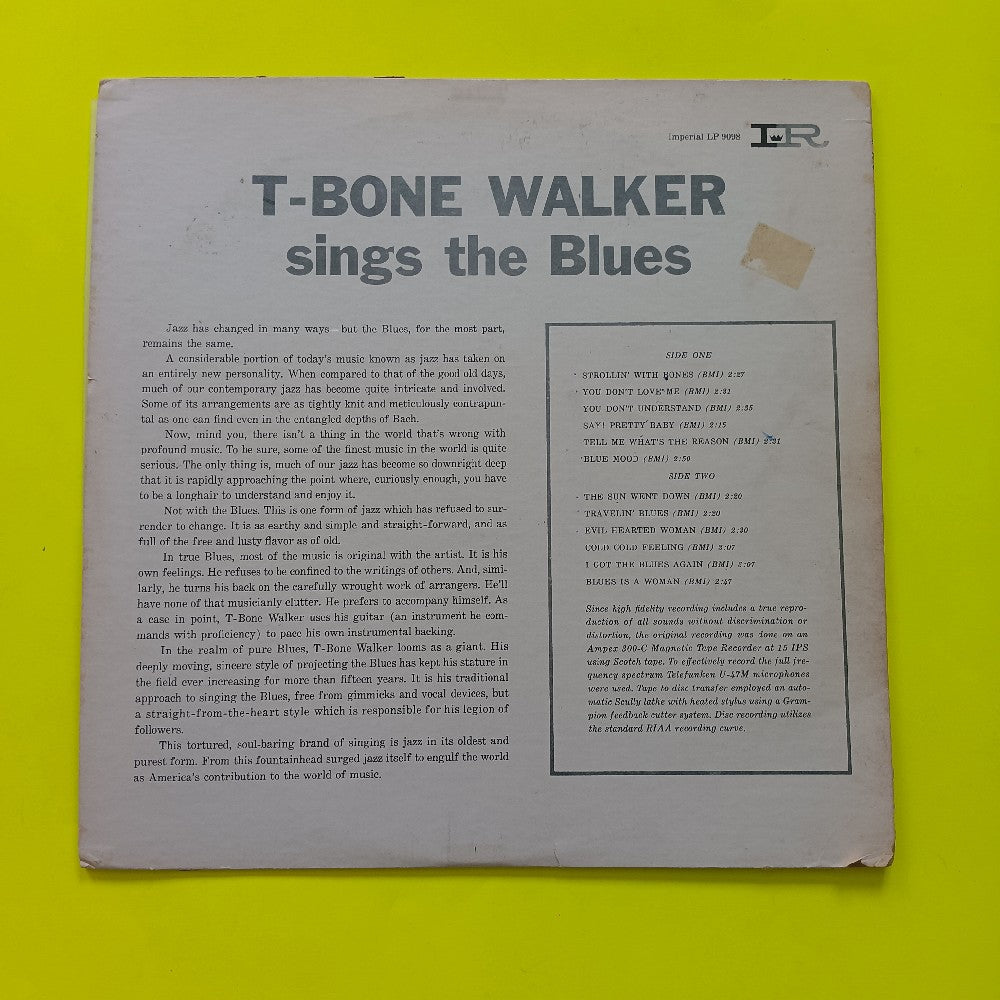 T-Bone Walker  - Sings the Blues OG Mono  - 1960 - LP 9098 - Used - VG+ - Vinyl