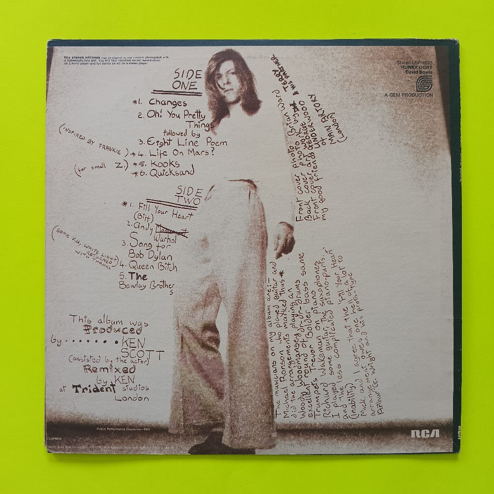 David Bowie - Hunky Dory OG Textured Matte Cover - 1971 - LSP 4623 - Used - VG+ - Vinyl