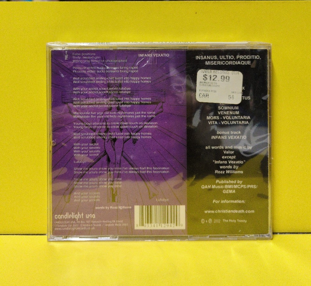Christian Death - Insanus, Ultio, Proditio, Misericordiaque - 2002 - CANUS054CD - New - Sealed - CDs - Reissue
