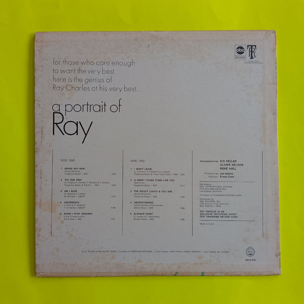 Ray Charles - A Portrait Of Ray PROMO - 1968 - ABCS-625 - Used - VG+ - Vinyl