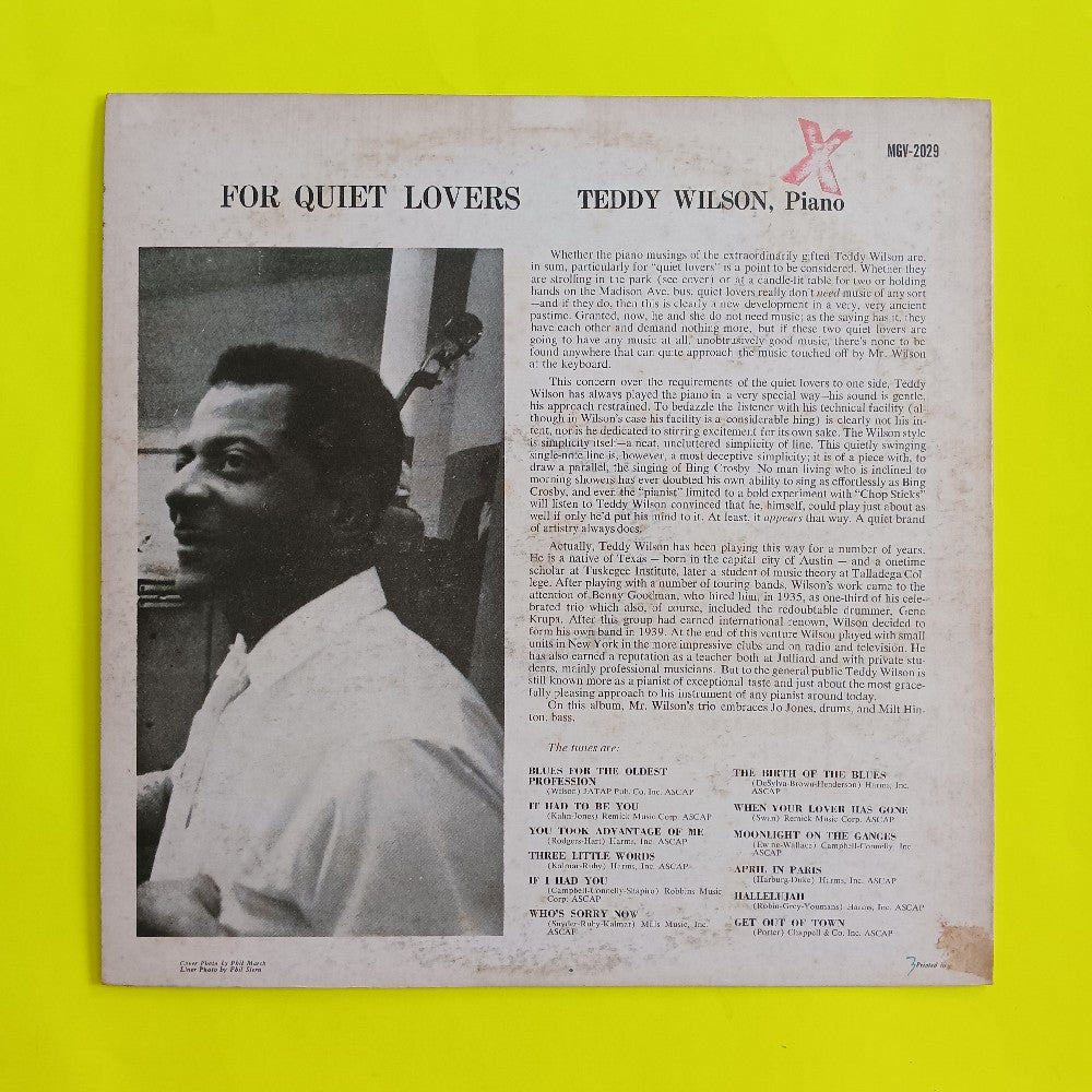 Teddy Wilson - For Quiet Lovers MONO - 1956 - MG V-2029 - Used - VG++ - Vinyl