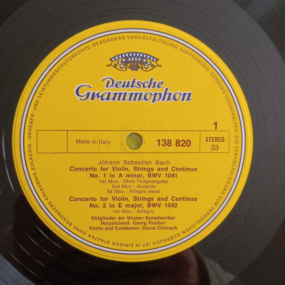 Bach: David & Igor Oistrach - Violin Concerto In A & E ITALY - 138 820 SLPM - Used - VG++ - Vinyl
