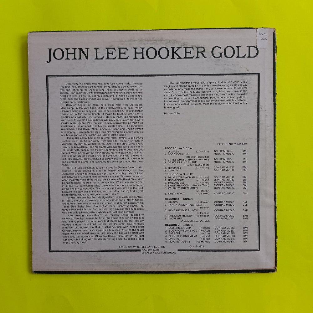 John Lee Hooker - Gold 2LP - 1977 - VJS 2-1004 - Used - VG++ - Vinyl