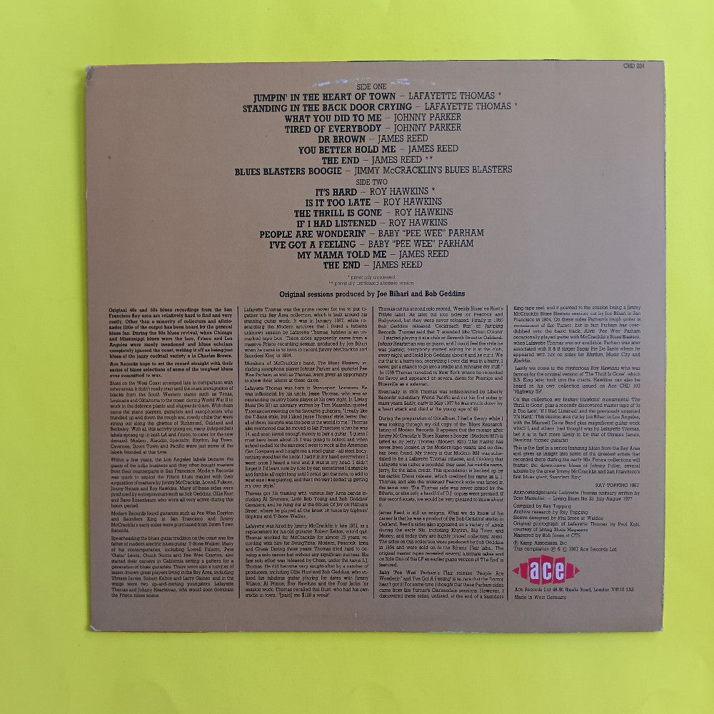 Various - Bay Area Blues Ft. Lafayette Thing Thomas UK - 1987 - CHD 224 - Used - VG++ - Vinyl