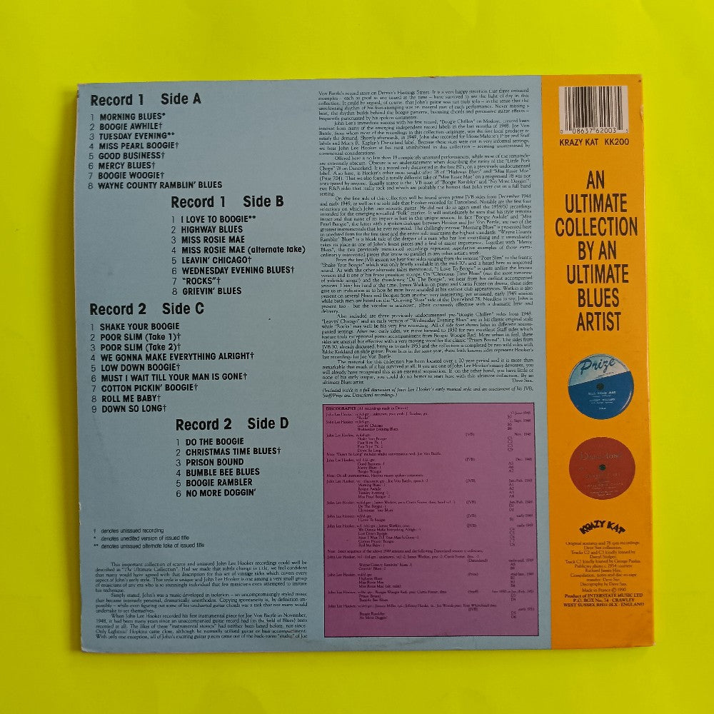 John Lee Hooker - Boogie Awhile UK - 1990 - KK200 - Used - VG++ - Vinyl