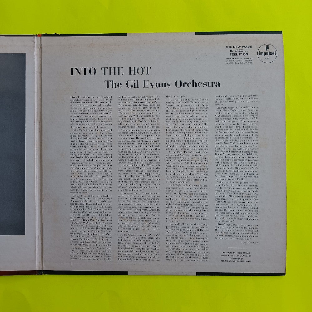 Gil Evans Orchestra - Into The Hot OG MONO AM-PAR RVG - 1962 - A-9 - Used - VG++ - Vinyl