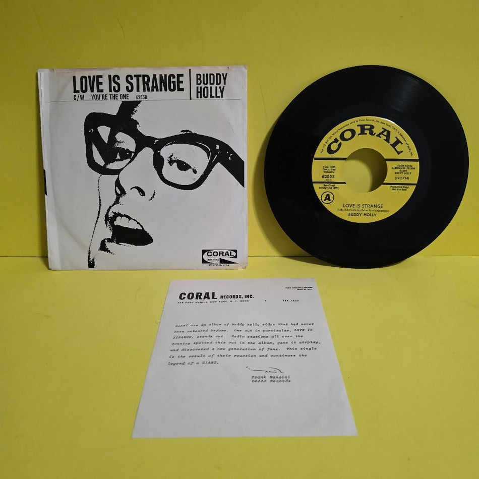 Buddy Holly  - Love Is Strange / You're The One 7" Promo  - 1969 - 62558 - Used - VG++ - Vinyl