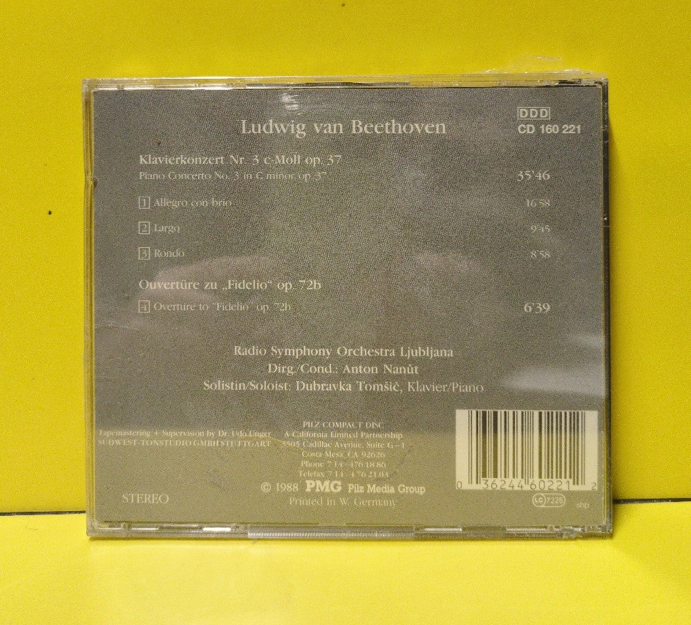 Ludwig van Beethoven, Dubravka Tomšič, Radio Symphony Orchestra Ljubljana, Anton Nanut - Klavierkonzert Nr. 3 / Oüverture Zu „Fidelio“ - 1988 - CD 160 221 - New - Sealed - CDs - Germany Import