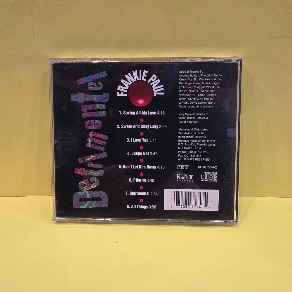 Frankie Paul - Detrimental - 1993 - RRTG 7774-2 - Used - NM - CDs