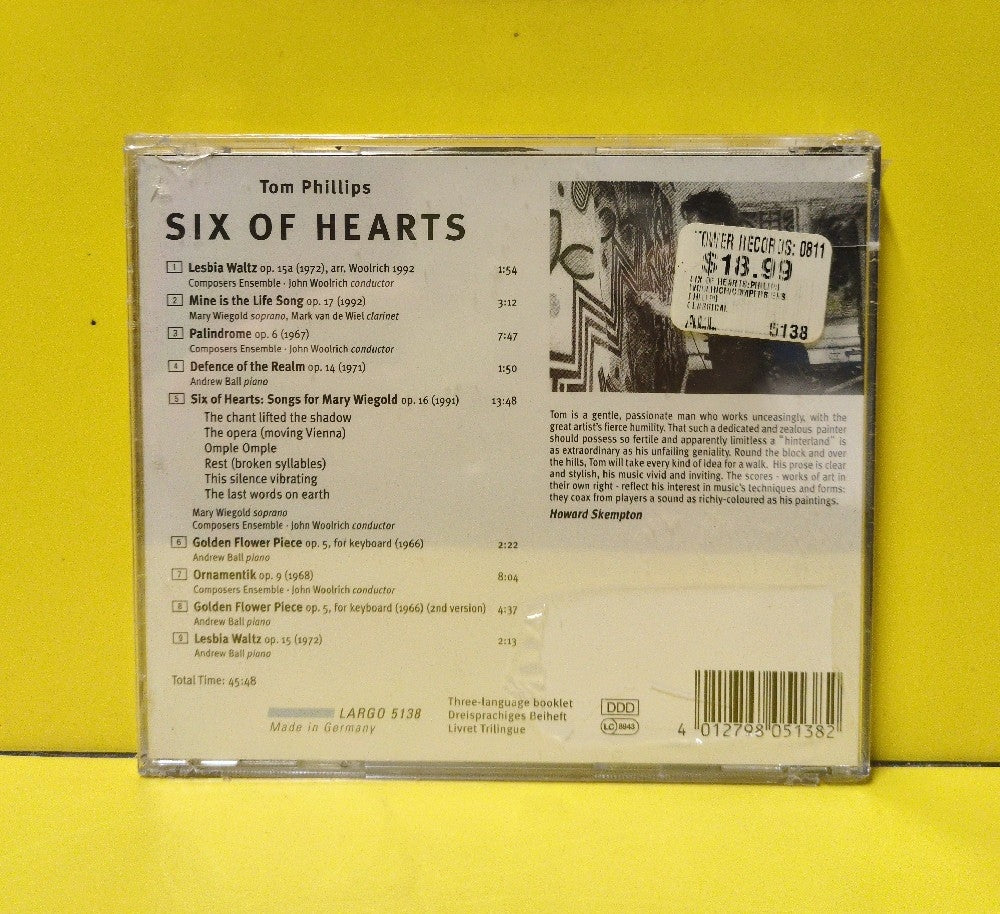 Tom Phillips - Six Of Hearts - 1997 - 5138 - New - Sealed - CDs - Germany Import