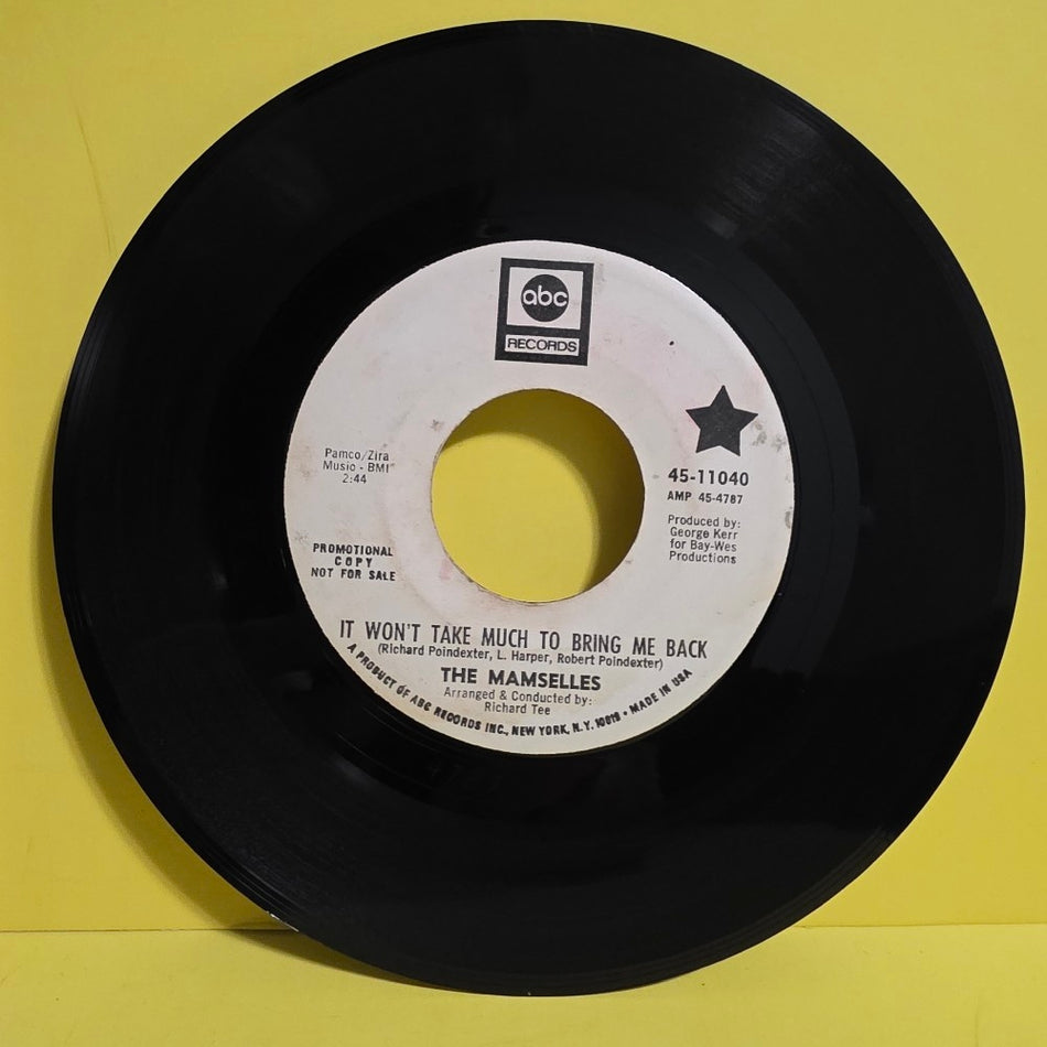 The Mamselles - It Won't Take Much To Bring Me Back 7" Promo  - 1968 - 45-11040 - Used - VG+ - Vinyl