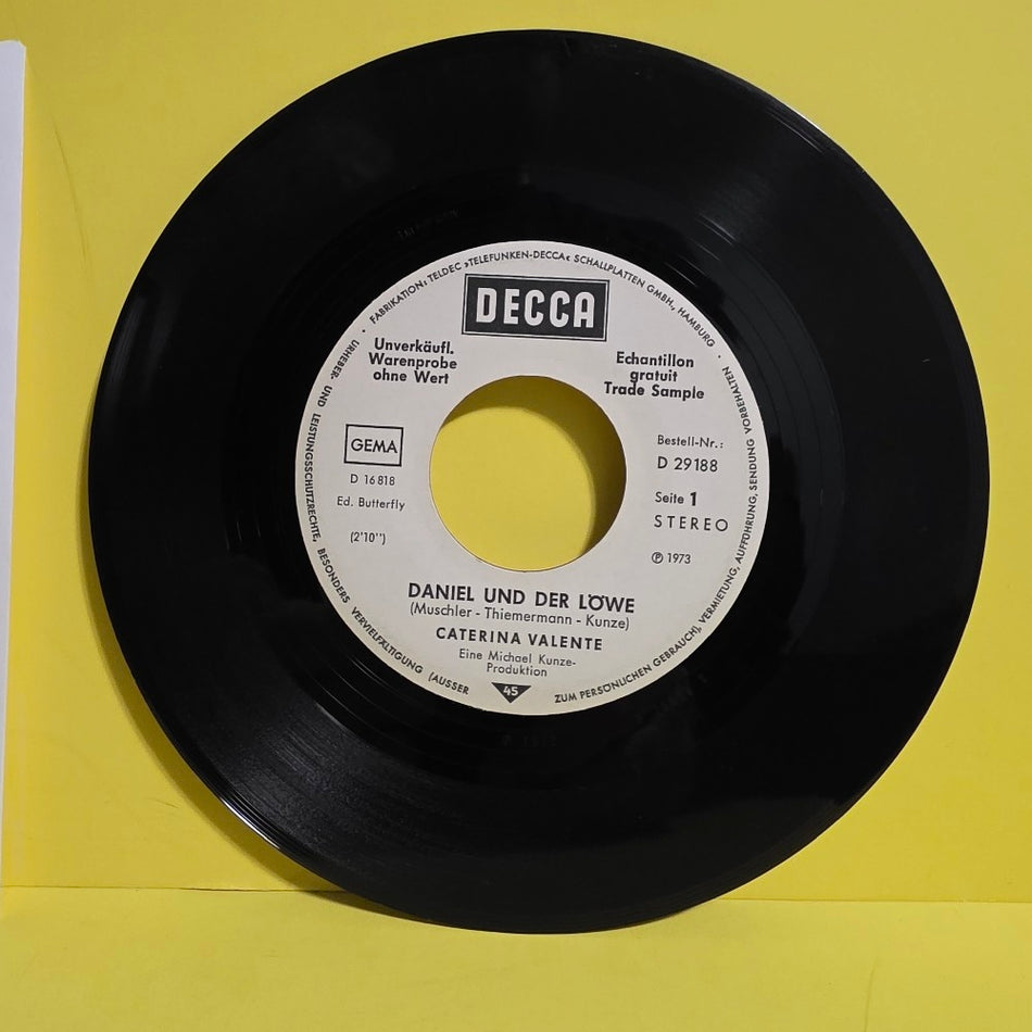 Caterina Valente - Daniel Und De Lowe 7" Promo  - 1973 - D 29 188 - Used - VG+ - Vinyl