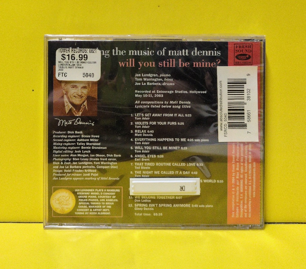 Jan Lundgren - Will You Still Be Mine? Celebrating The Music Of Matt Dennis  - 2004 - FSR 5040 CD - New - Sealed - CDs - Spain Import