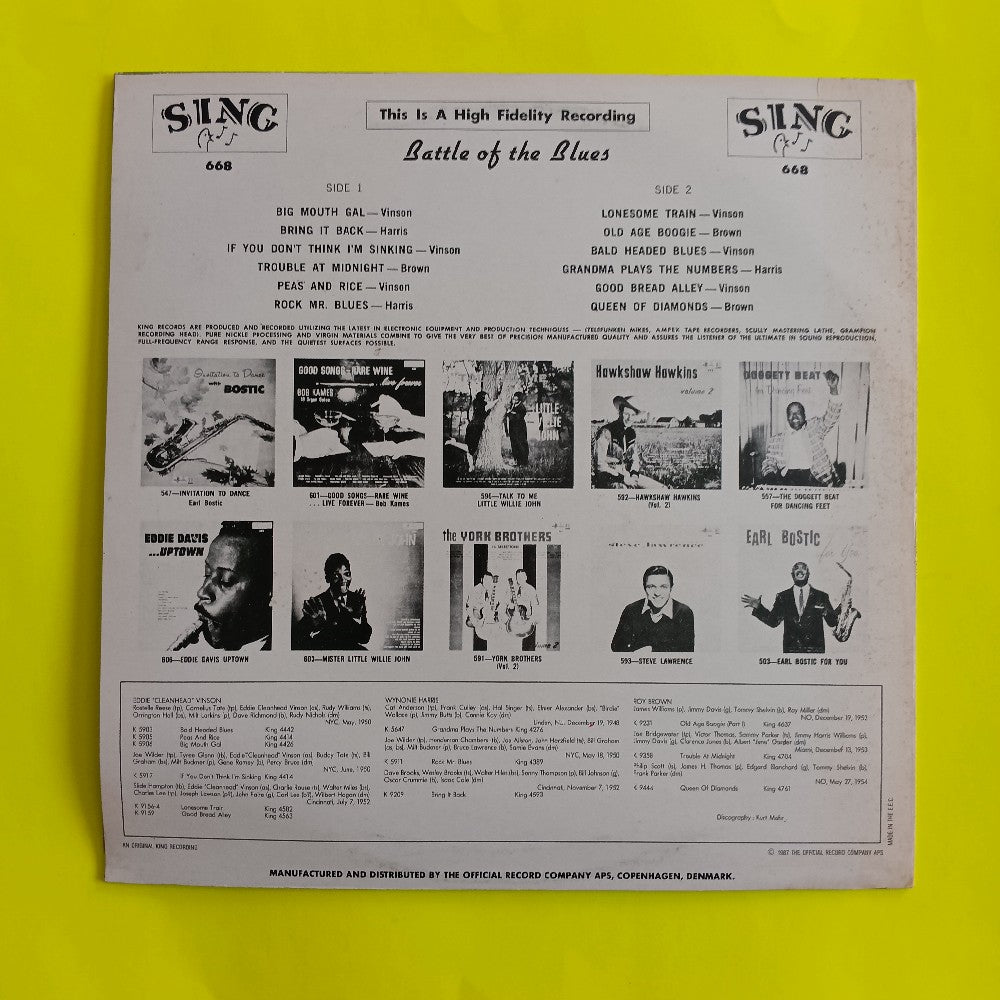 Eddie Cleanhead Vinson & More - Battle Of The Blues Vol. 4 DENMARK - 1987 - SING 668 - Used - VG++ - Vinyl