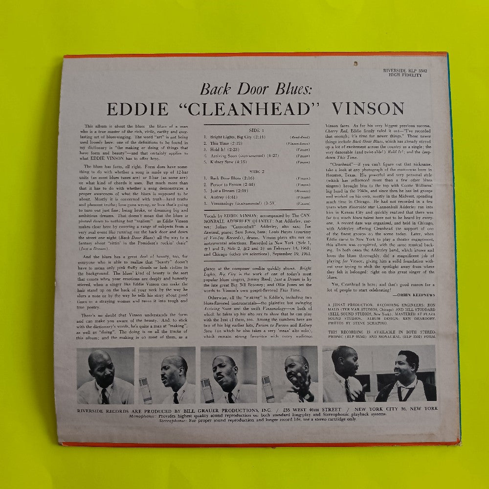 Eddie Cleanhead Vinson - Back Door Blues OG MONO - 1962 - RLP 3502 - Used - VG++ - Vinyl