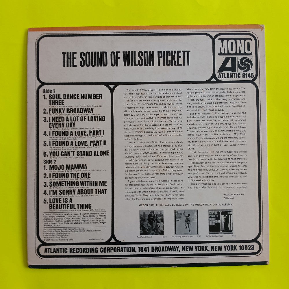Wilson Pickett - The Sound Of Wilson Pickett PROMO MONO - 1967 - Atlantic 8145 - Used - VG++ - Vinyl