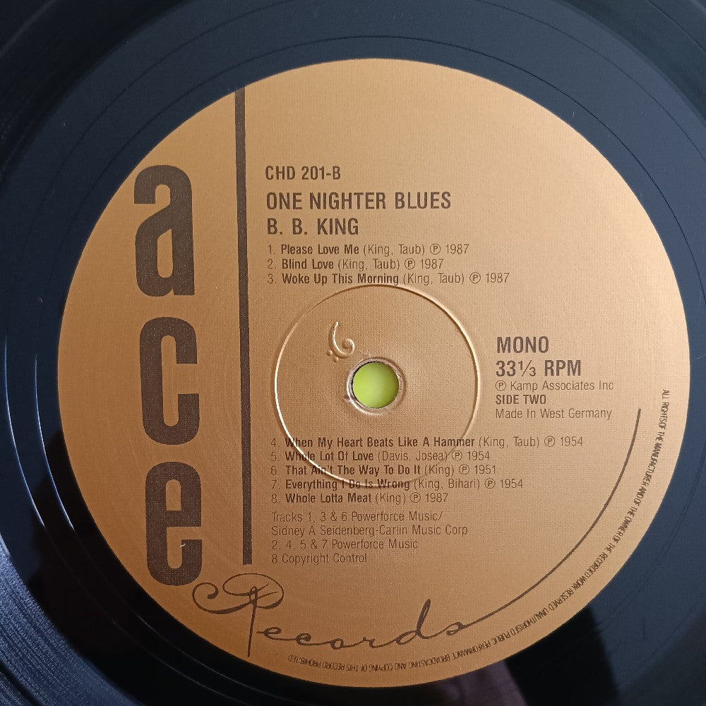 B. B. King - One Nighter Blues GERMANY - 1987 - CHD 201 - Used - VG++ - Vinyl