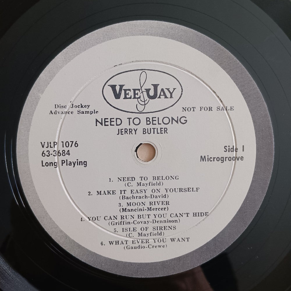 Jerry Butler - Need To Belong MONO PROMO - 1963 - VJLP 1076 - Used - VG+ - Vinyl
