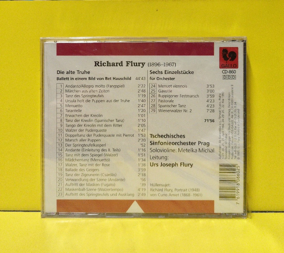 Richard Flury - Die Alte Truhe • Sechs Einzelstucke Fur Orchester - 1995 - CD-860 - New - Sealed - CDs - Switzerland Import