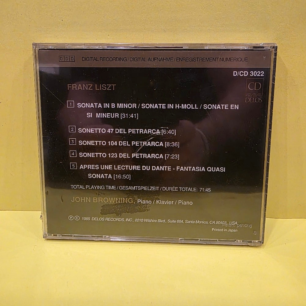 Franz Liszt, John Browning - Sonate In B Minor - Apres Une Lecture Du Dante - 1985 - D/CD 3022 - New - Sealed - CDs