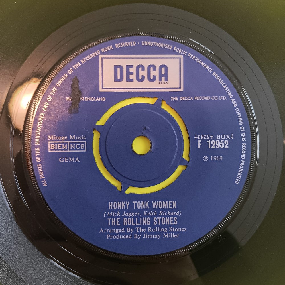 Rolling Stones - Honky Tonk Women UK 7" 45 - 1969 - F 12952 - Used - VG+ - Vinyl