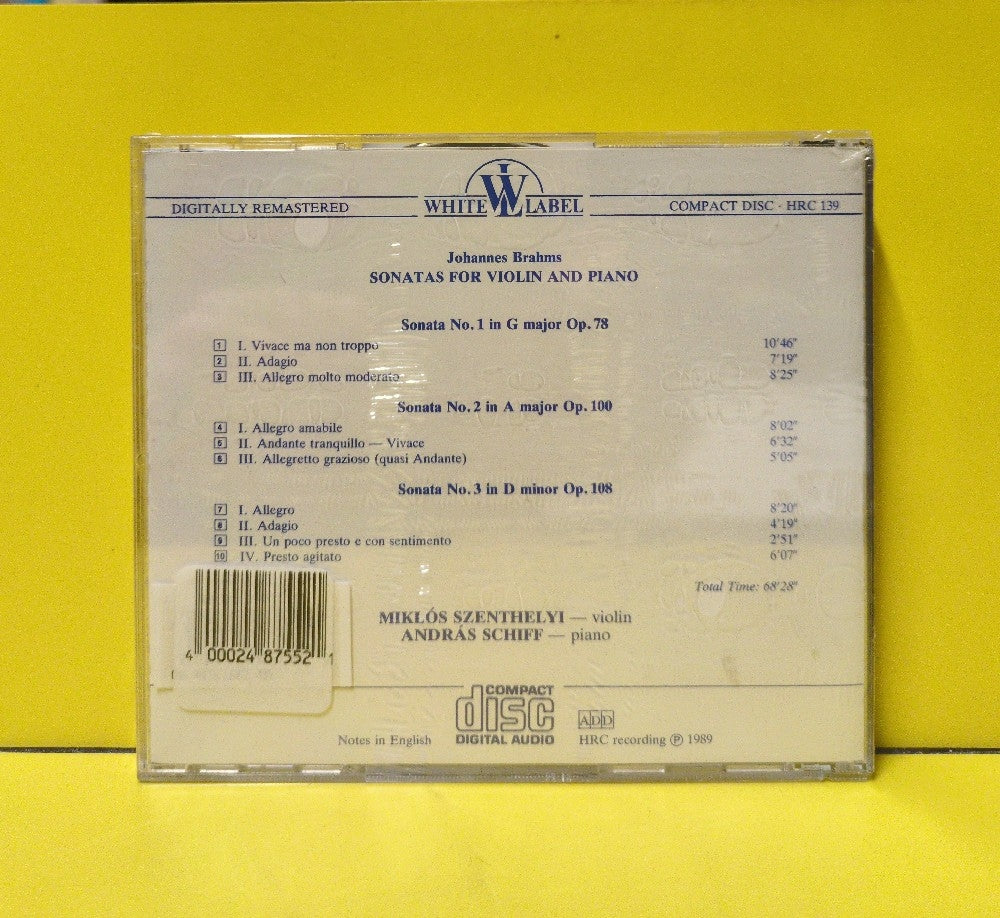 Brahms, Miklos Szenthelyi, Andras Schiff - Sonatas For Violin And Piano - 1989 - HRC 139 - New - Sealed - CDs - Remastered - Hungary Import