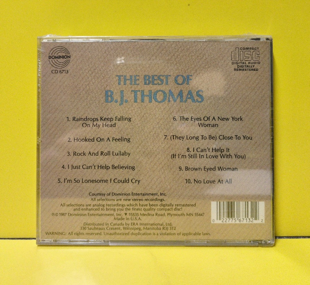 B.J. Thomas - The Best Of B.J. Thomas - 1987 - CD6713 - New - Sealed - CDs - Canadian Import