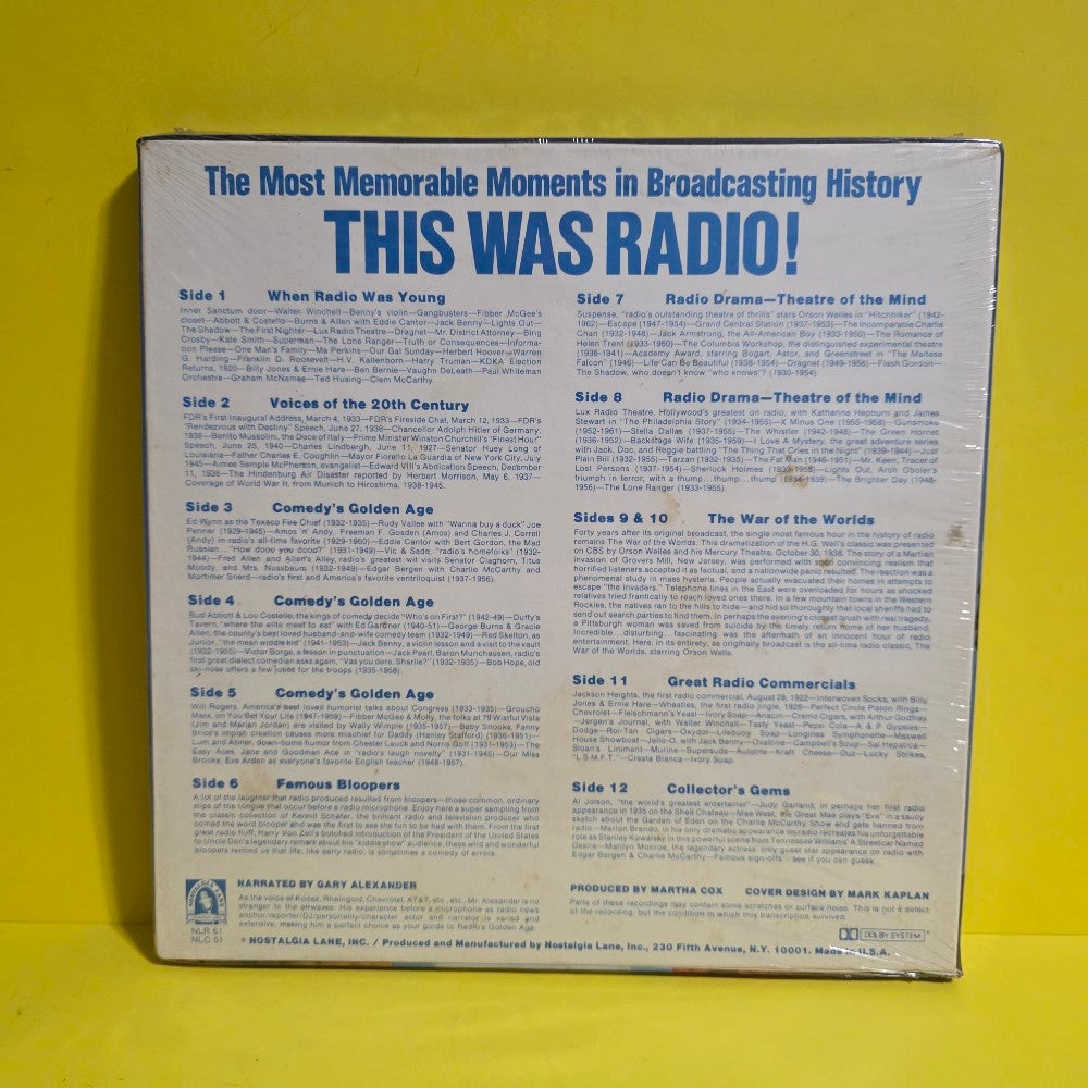 Various  - The Most Memorable Moments In Broadcast History- This Was Radio! - NLR61 - New - Sealed - Vinyl