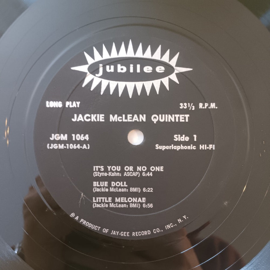Jackie McLean Quintet - Self Titled MONO Black Label - 1960 - JGM 1064 - Used - VG+ - Vinyl