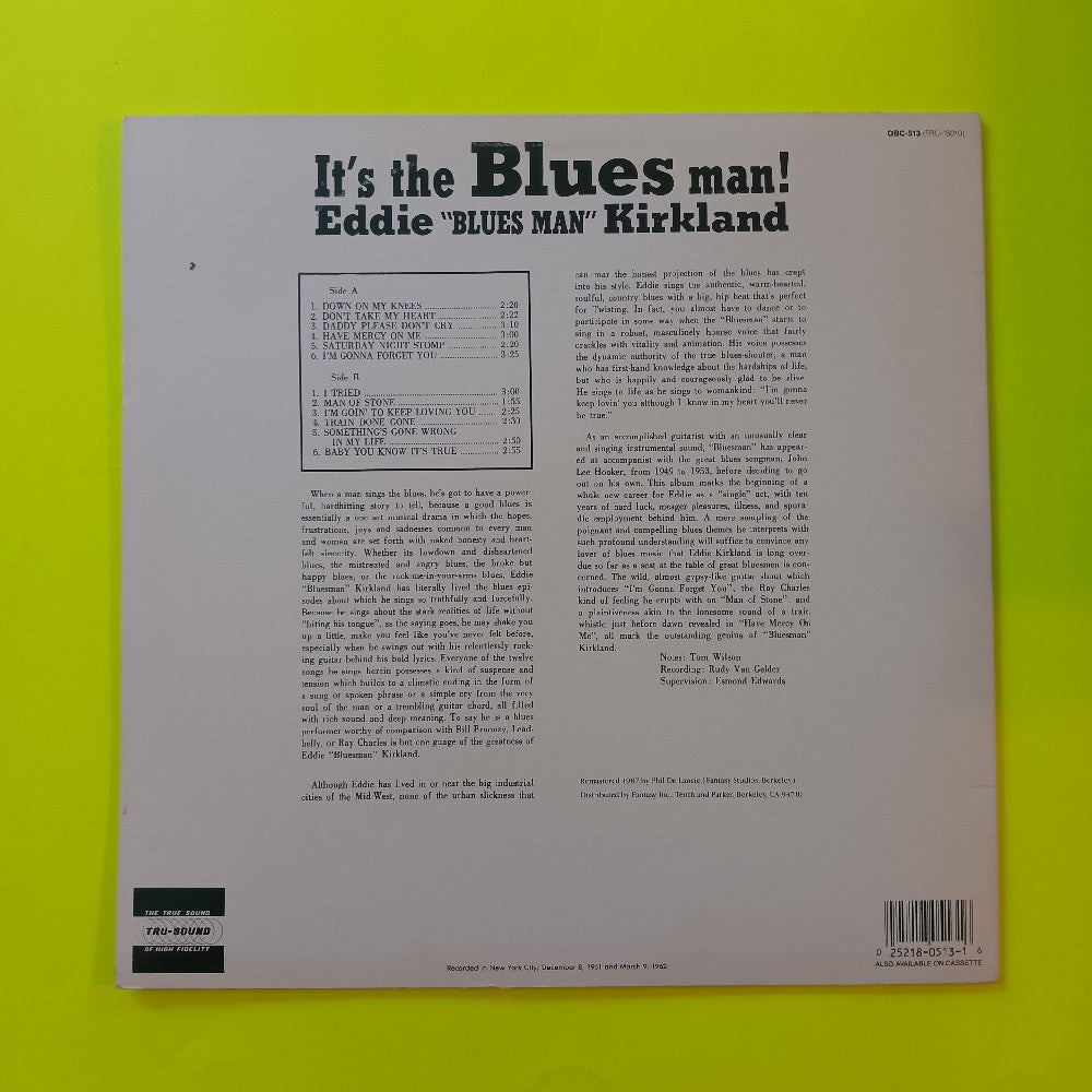 Eddie "Blues Man" Kirkland - It's The Blues Man! - 1987 - OBC-513 - Used - EX - Vinyl
