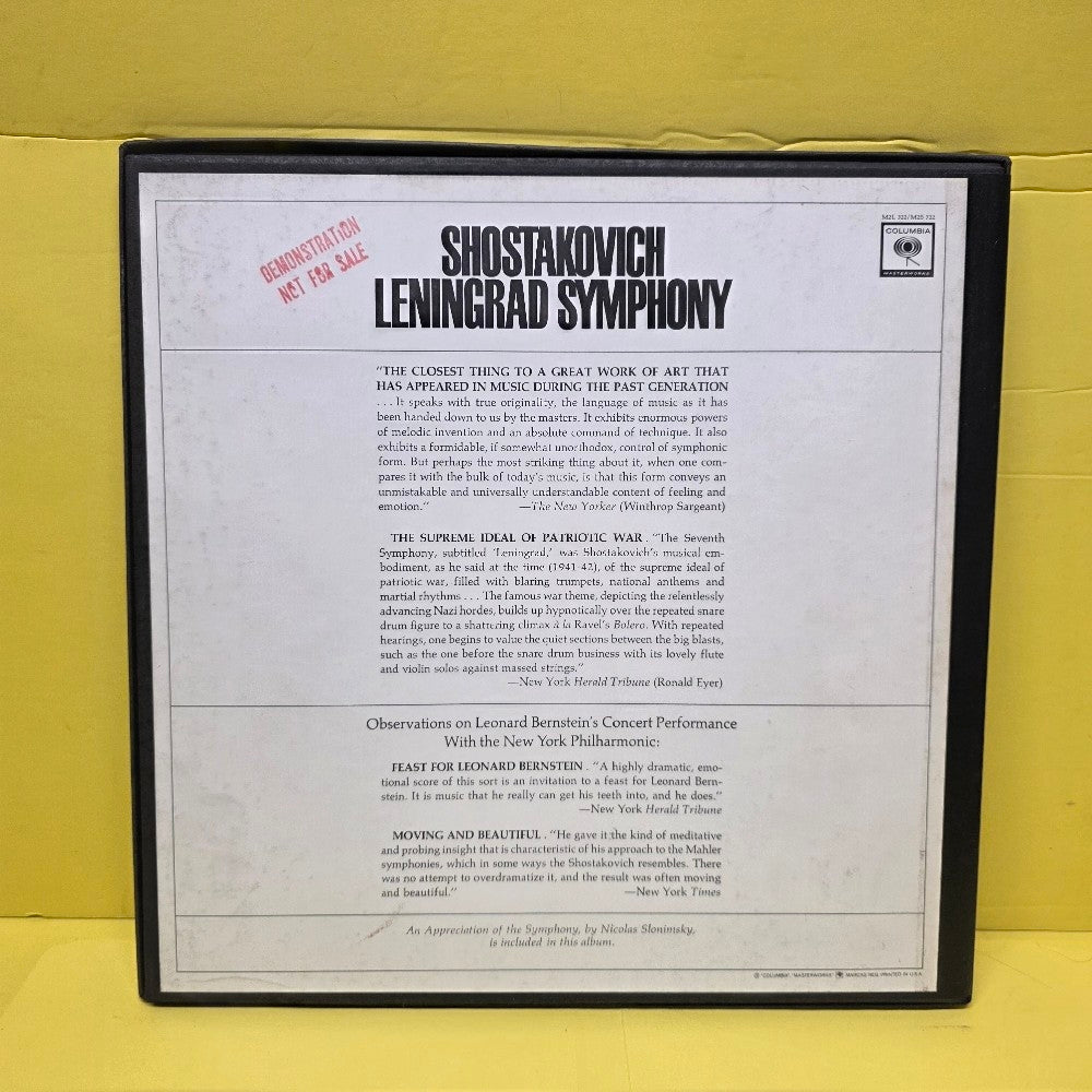 Bernstein Condt. Shostakovich  - Liningrad Symphony No.7 EX Promo  - 1962 - M2S 722 - Used - EX - Vinyl