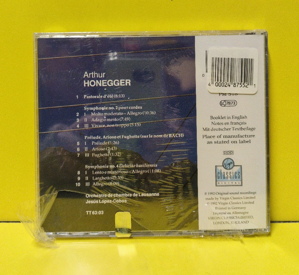 Honegger, Orchestre De Chambre De Lausanne, Jesús López-Cobos - Symphonies 2 & 4 (Deliciae Basiliensis) / Pastorale D'été / Prélude, Arioso Et Fughette - 1992 - 0777 7590642 4 - New - Sealed - CDs - European Import