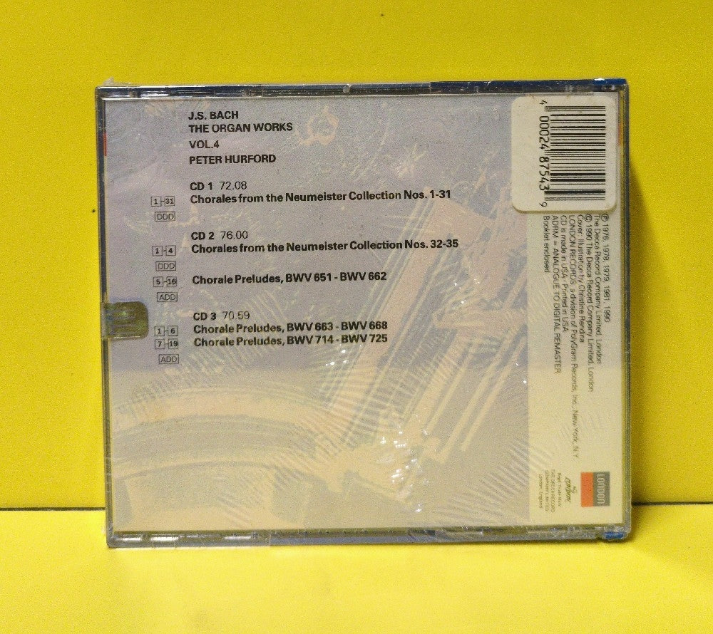 J.S. Bach, Peter Hurford - The Organ Works Vol 4 - 1990 - 421 621-2 - New - Sealed - CDs - 3xCD Set