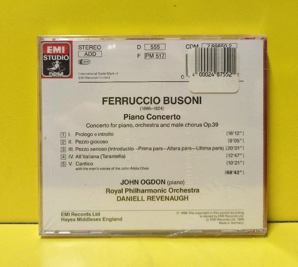 Busoni, John Ogdon, Royal Philharmonic Orchestra, Danielle Revenaugh - Piano Concerto - 1989 - CDM 7 69850 2 - New - Sealed - CDs - European Import