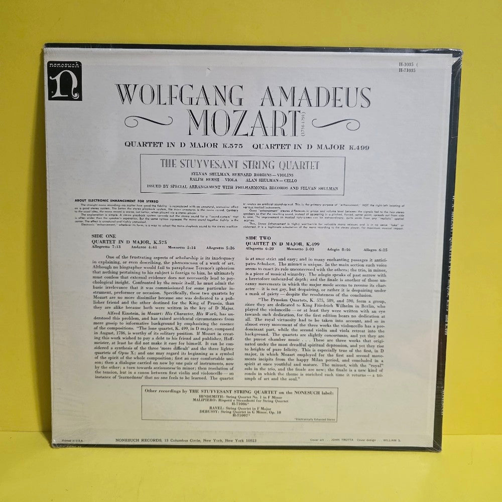 Mozart- The Stuyvesant String Quartet  - Quartet In D Major K.575; K.575 - 1966 - H-71035 - New - Sealed - Vinyl