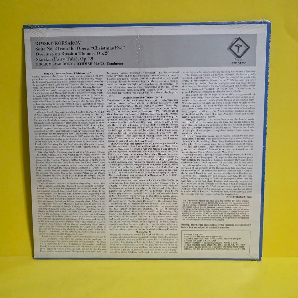 Rimsky Korsakov - Fairy Tale "Christmas Eve" Suite, Overture On Russian Theme - 1978 - QTV 34736 - New - Sealed - Vinyl