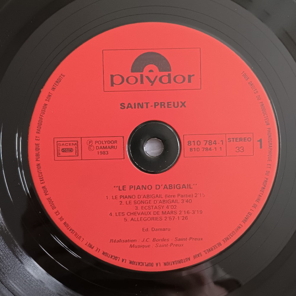 Saint-Preux - Le Piano D'Abigail FRANCE - 1983 - 810 784-1 - Used - EX - Vinyl