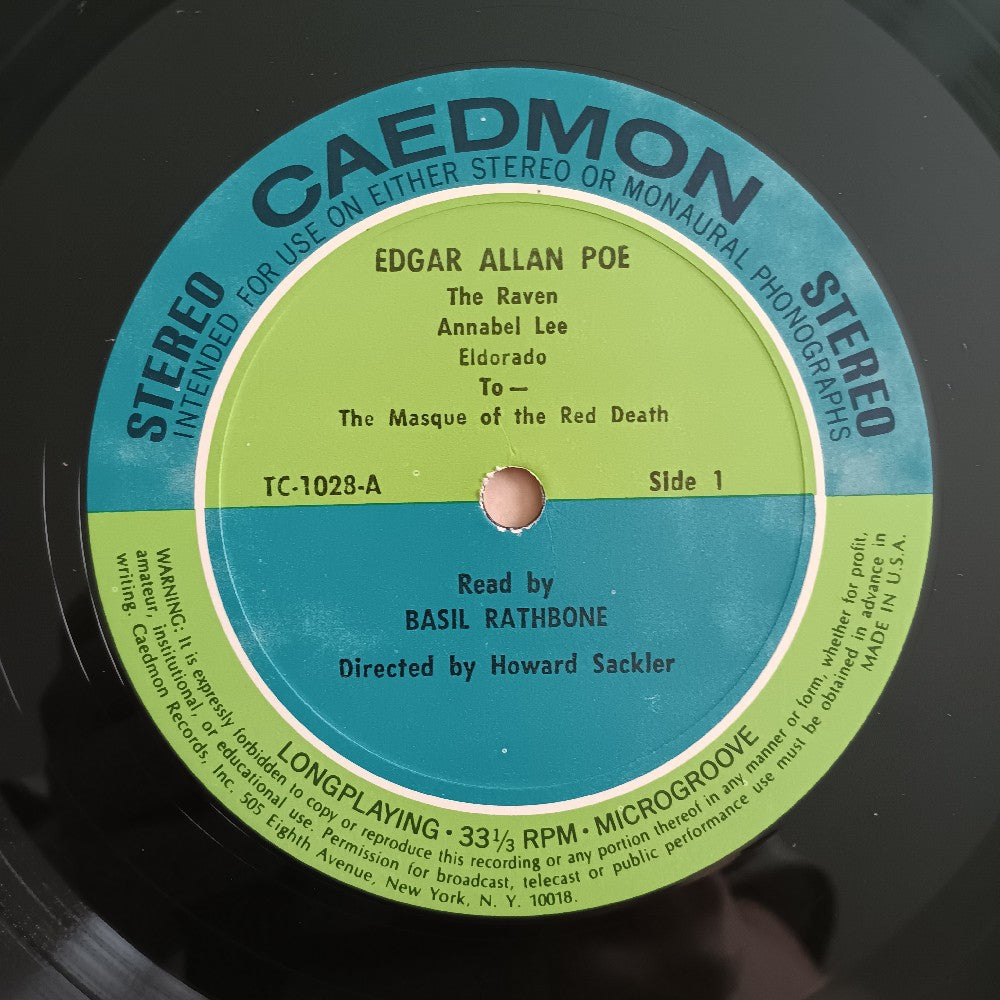 Basil Rathbone - Reads Edgar Allan Poe Volume 1 - TC 1028 - Used - VG++ - Vinyl